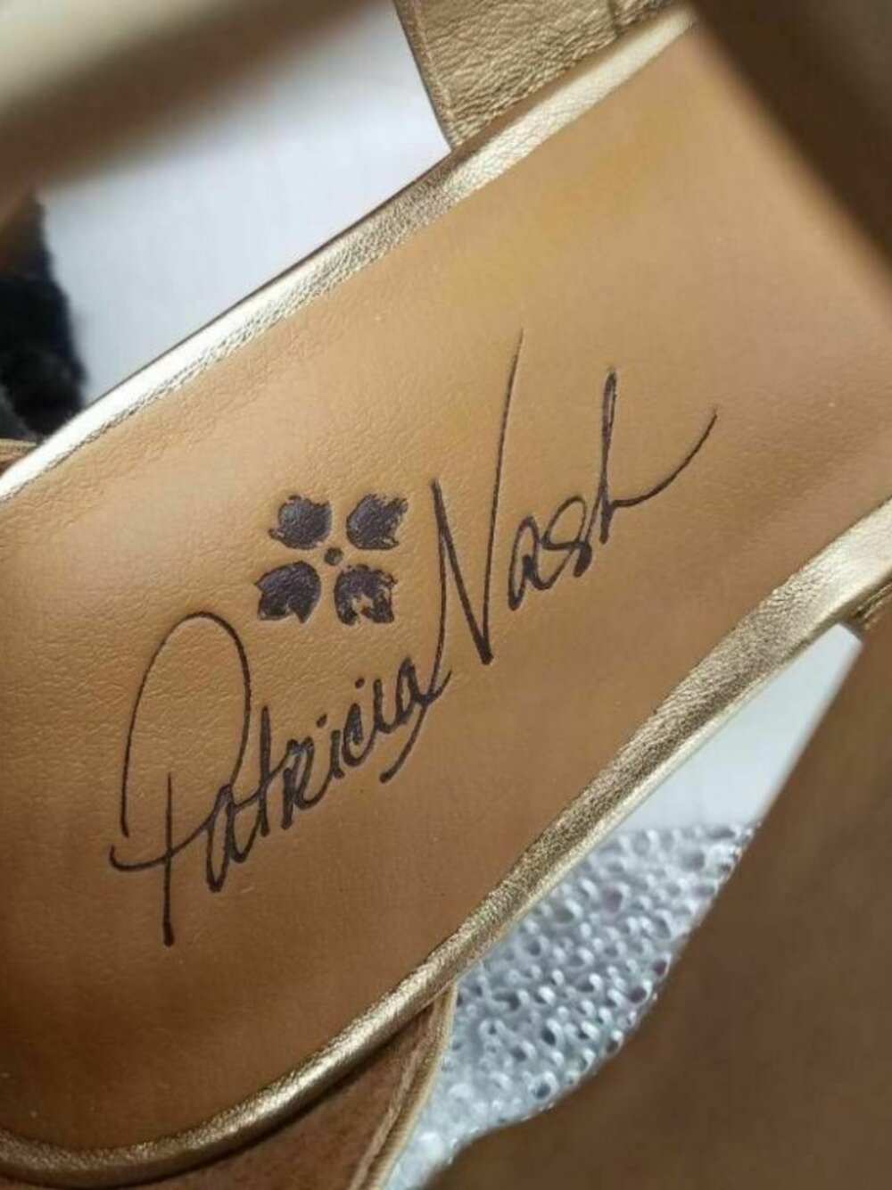 PATRICIA NASH Leather Wedge Espadrille Sandals Antique Gold 8 M US  38 EU - Picture 3 of 8